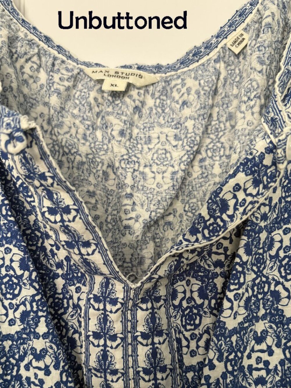 EUC MAX STUDIO Smocked Fit & Flare Maxi Dress, Blue, Size XL - Picture 5 of 10